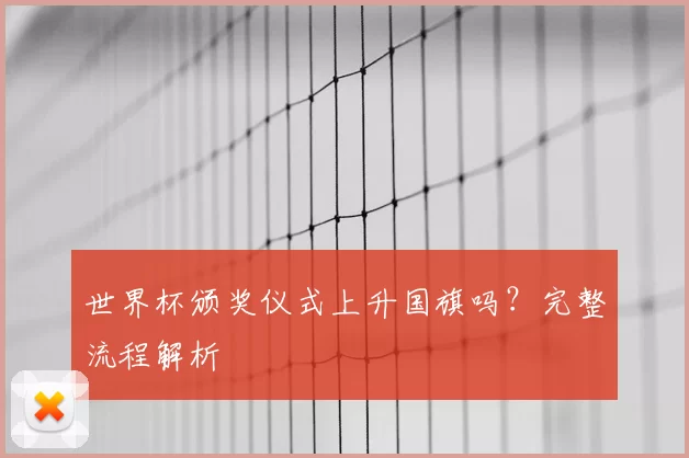 世界杯颁奖仪式上升国旗吗?完整流程解析